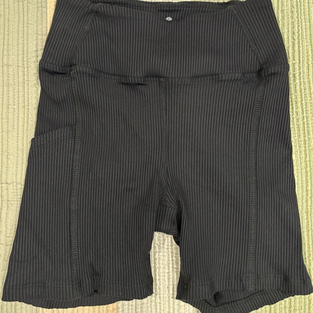 Year of Ours Black Ribbed Bike Shorts